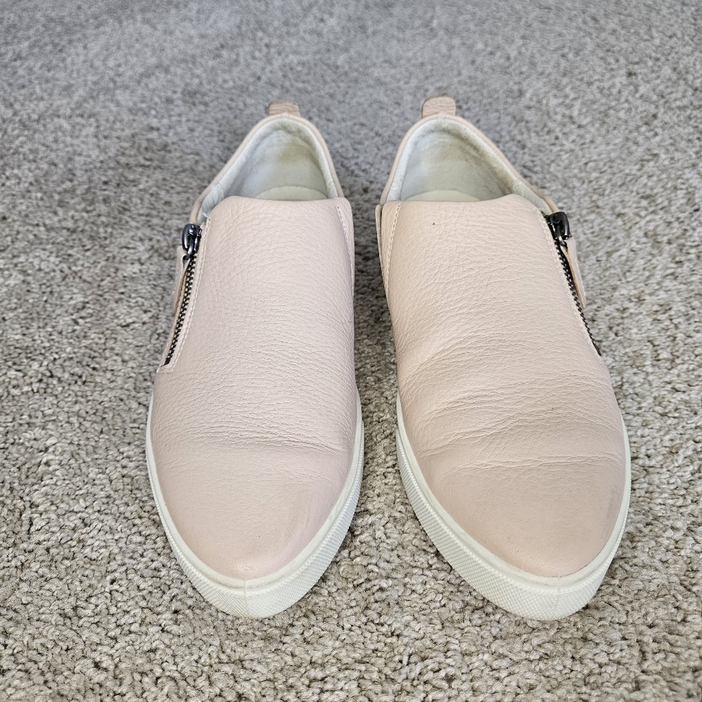 ECCO Gillian Side Zip Sneaker Women Rose Dust US 7 Leather Casual Slip On